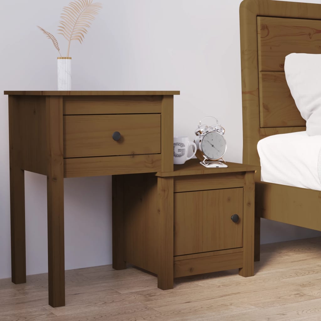 vidaXL Nočný stolík medovohnedý 79,5x38x65,5 cm masívna borovica