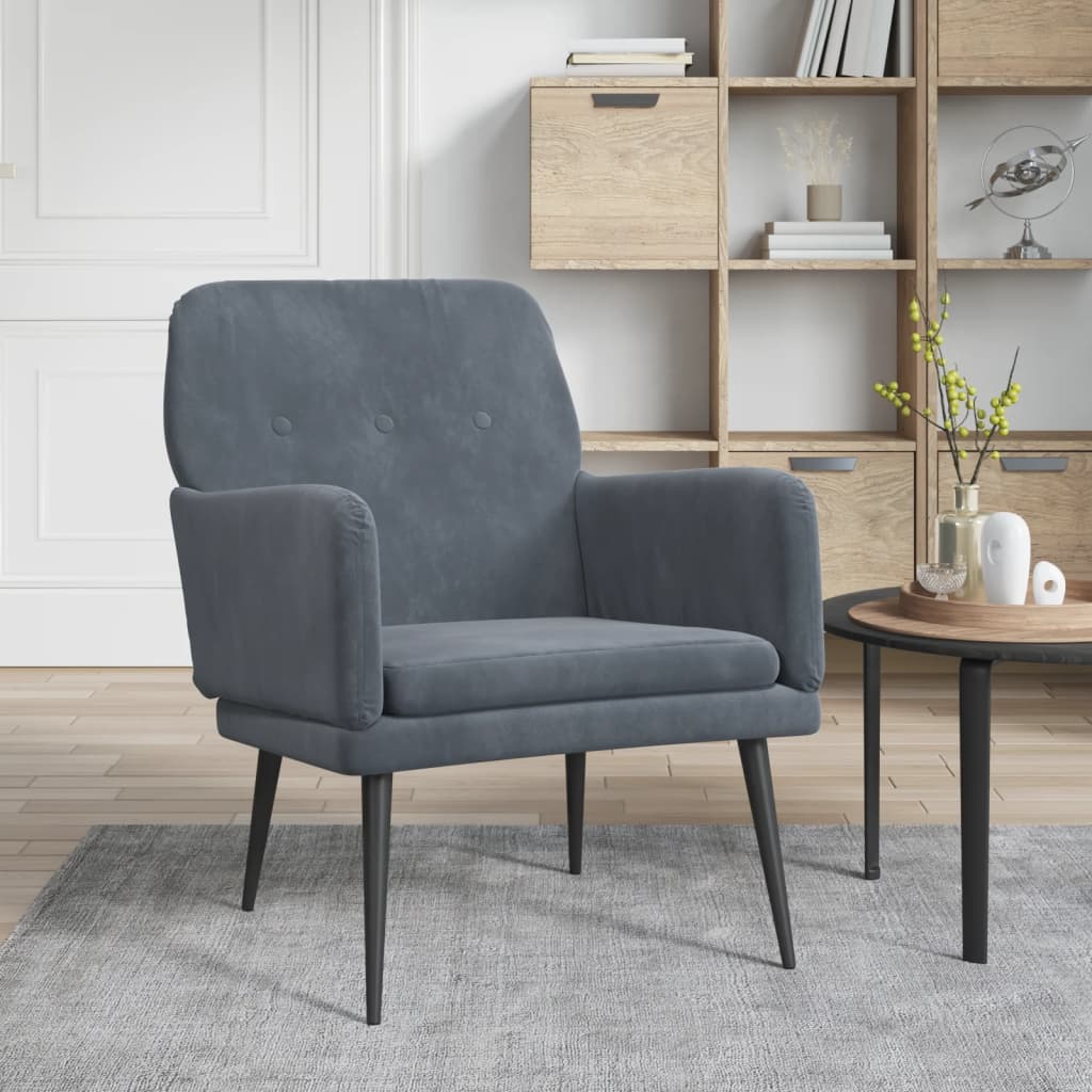 vidaXL Kreslo tmavosivé 62x79x79 cm zamat
