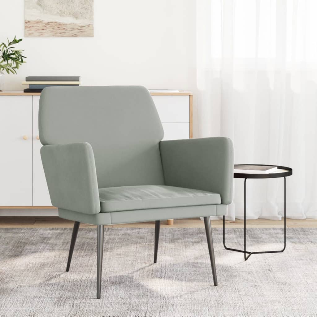VidaXL Kreslo bledosivé 62x79x79 cm zamat