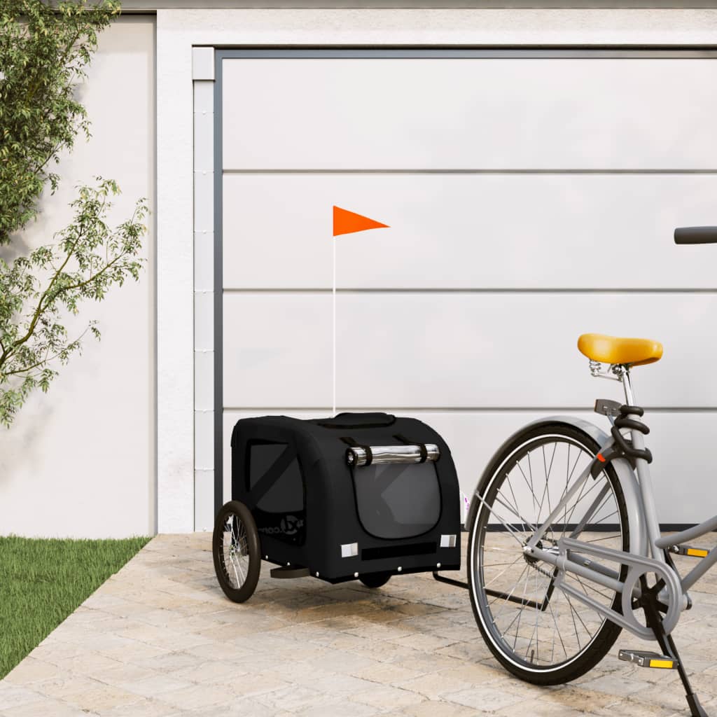 vidaXL Príves na bicykel pre psa čierny oxfordská látka a železo