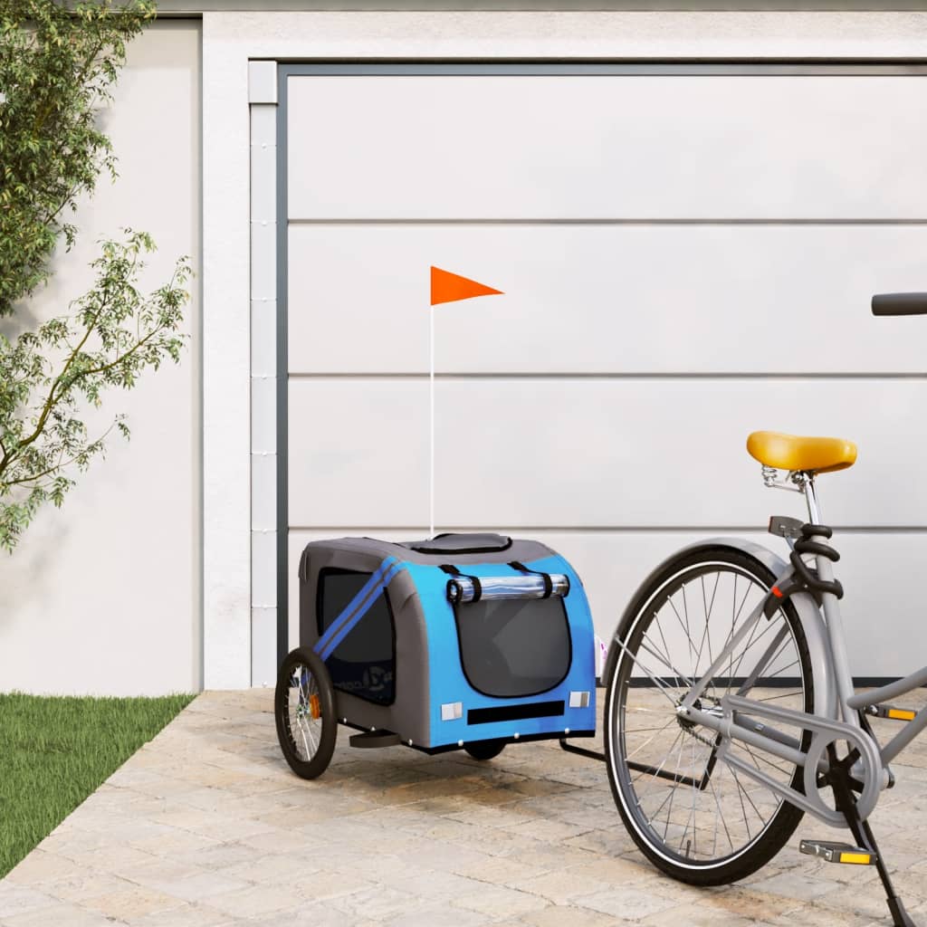 vidaXL Príves na bicykel pre psa modro-sivý oxfordská látka a železo