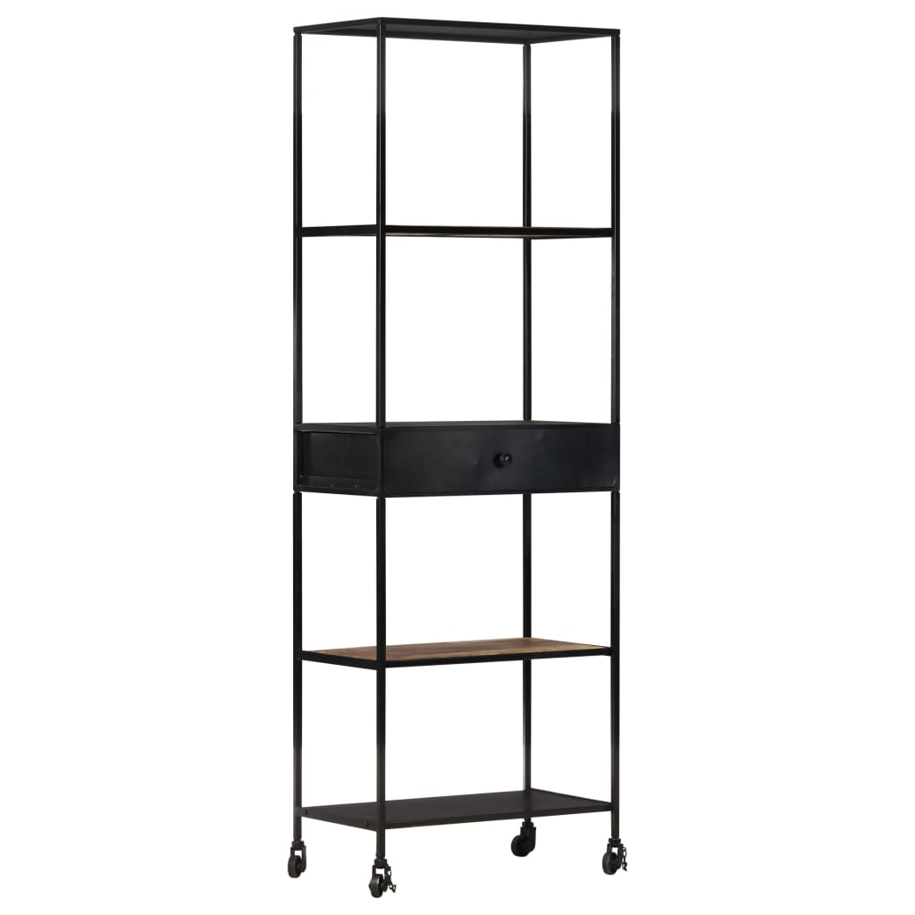 vidaXL Knižnica 60x35x180 cm surové mangovníkové drevo a železo
