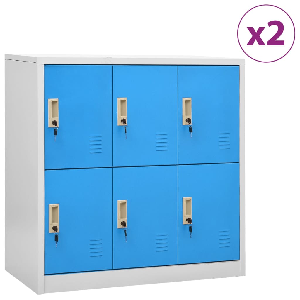 vidaXL Uzamykacie skrinky 2 ks bledosivé a modré 90x45x92,5 cm oceľové