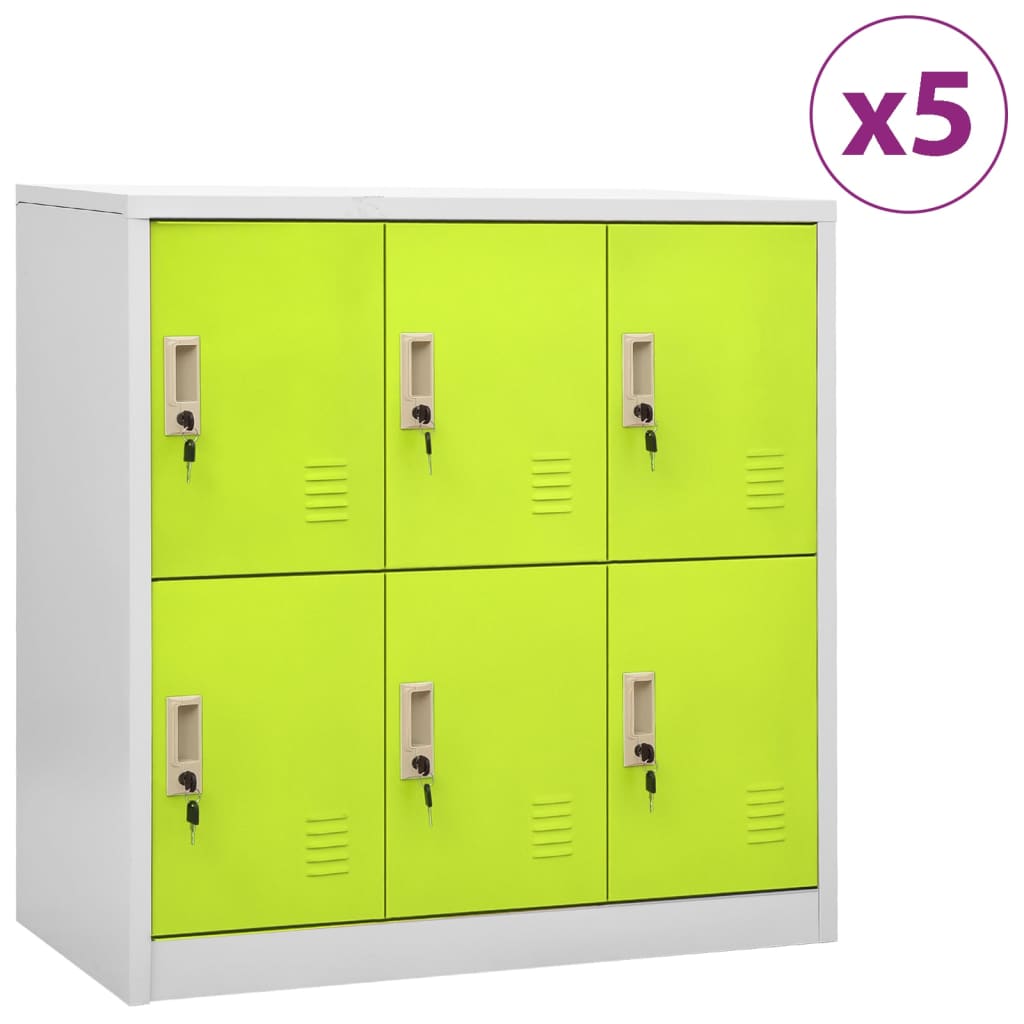 vidaXL Uzamykacie skrinky 5 ks bledosivé a zelené 90x45x92,5 cm oceľové