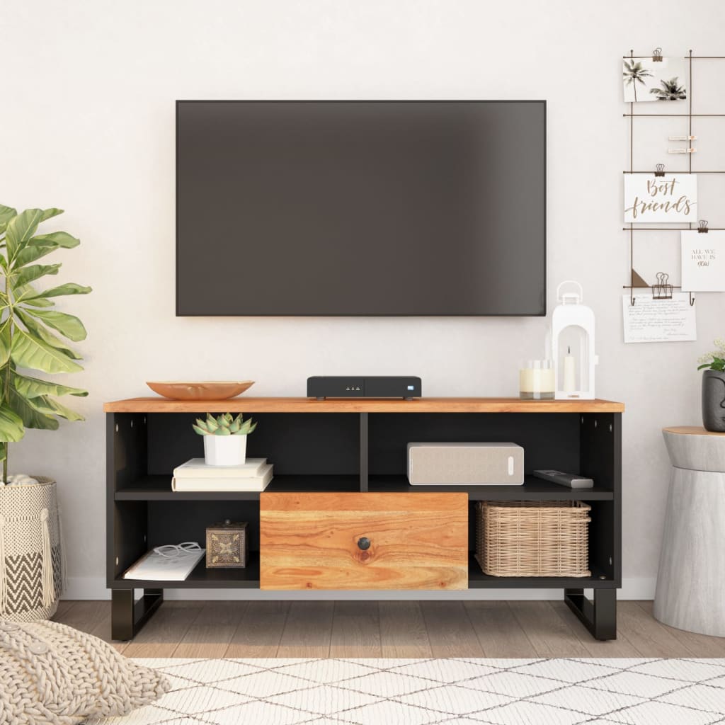 vidaXL TV skrinka 100x33x46 cm masívna akácia a spracované drevo