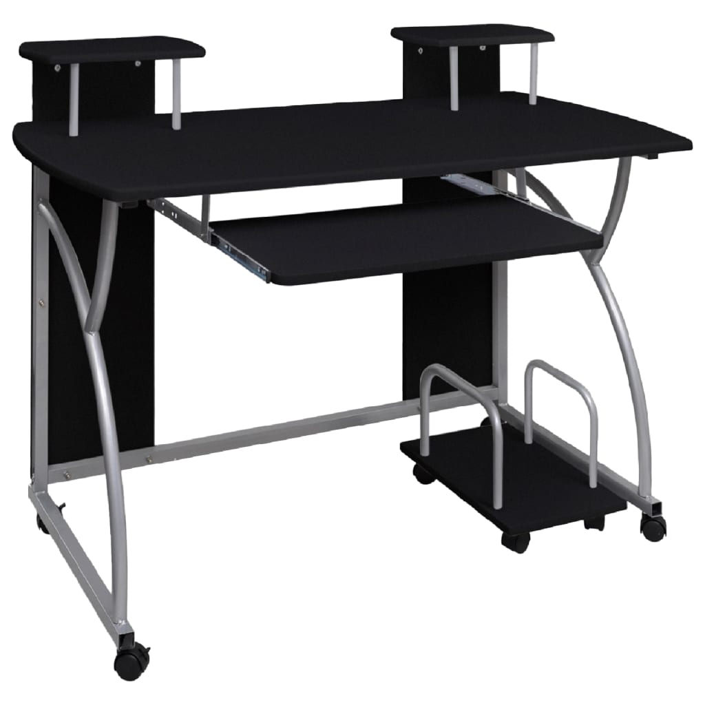 vidaXL Počítačový stôl čierny 110x52x88,5 cm spracované drevo