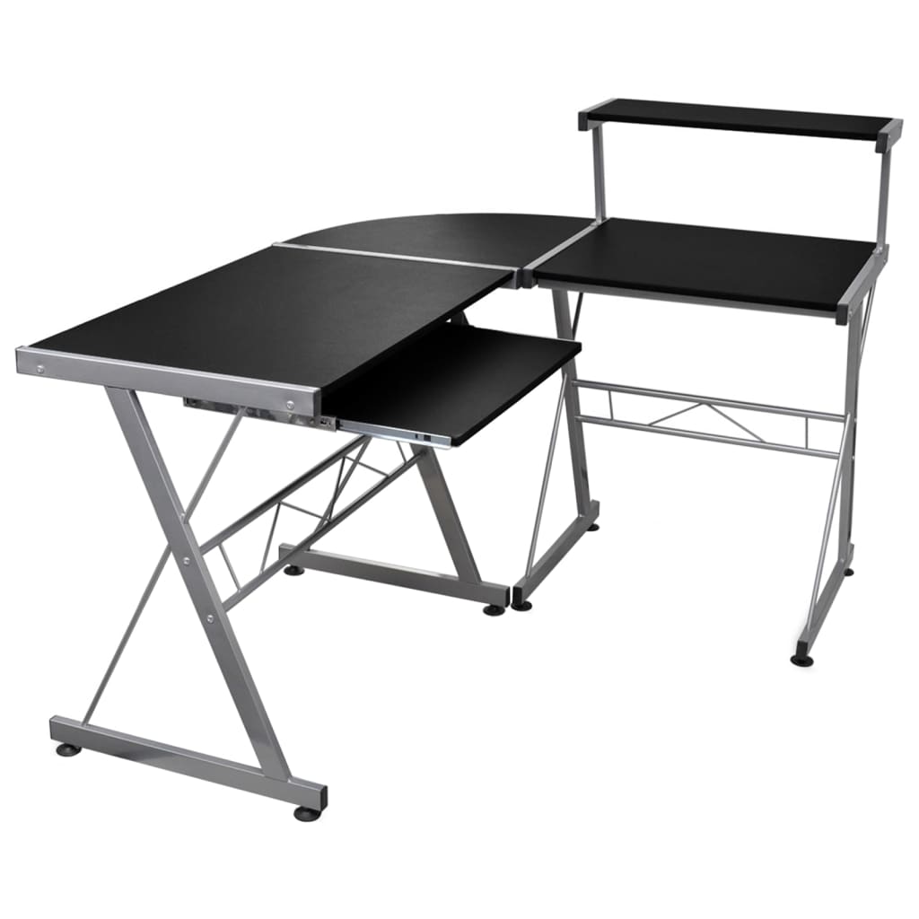 vidaXL Rohový počítačový stôl čierny 132x112x99 cm spracované drevo