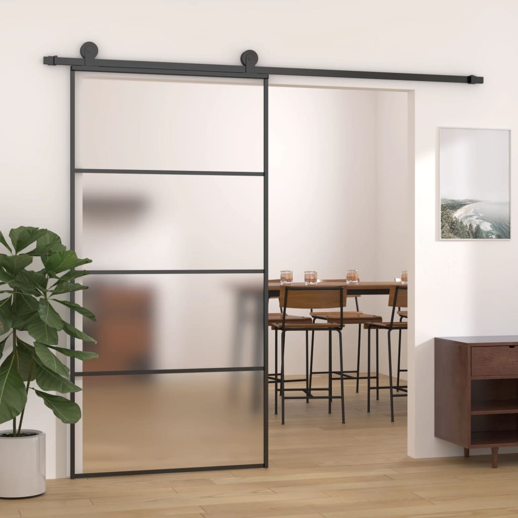 vidaXL Posuvné dvere nepriehľadné ESG sklo a hliník 102,5x205cm čierne