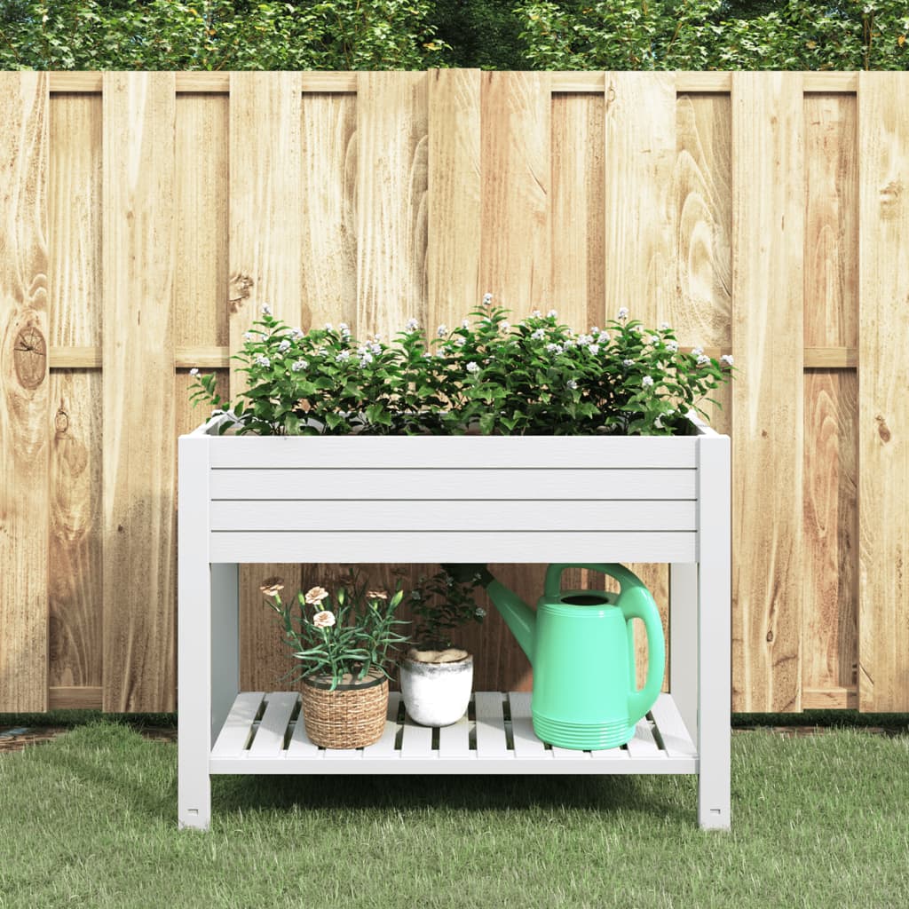 vidaXL Záhradný vyvýšený záhon biely 110x45x79 cm polypropylén