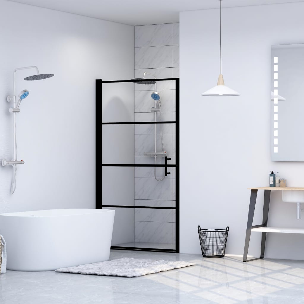 vidaXL Sprchové dvere čierne 81x195 cm tvrdené sklo