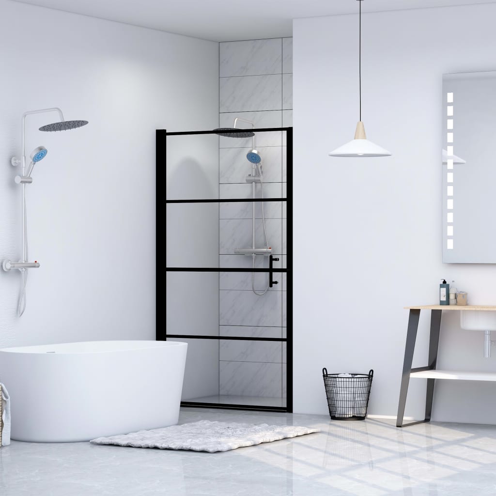 vidaXL Sprchové dvere čierne 91x195 cm tvrdené sklo