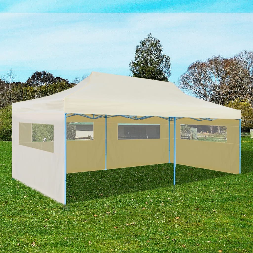 vidaXL Krémový skladací párty stan 3 x 6 m