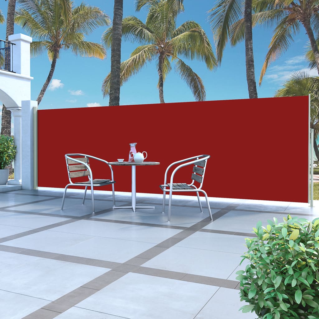 vidaXL Zaťahovacia bočná markíza červená 160 x 500 cm