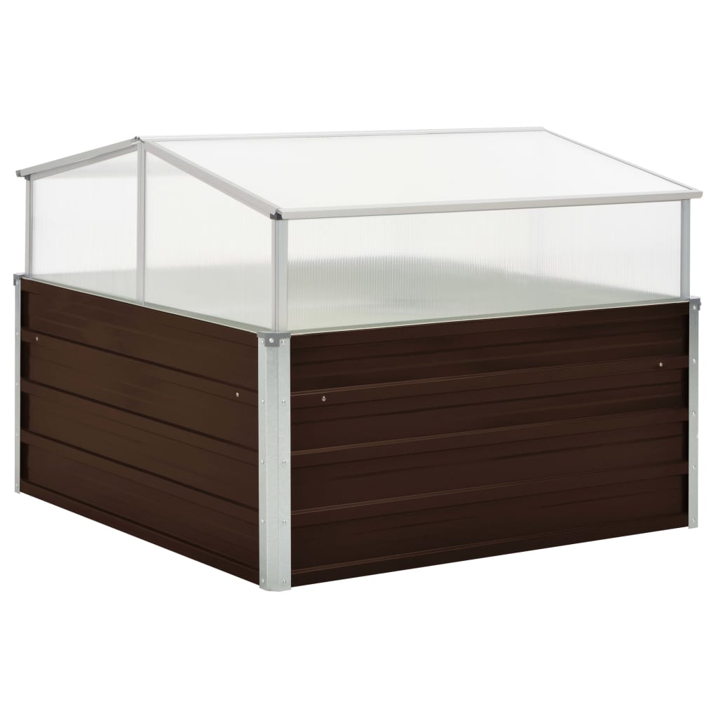 vidaXL Skleník hnedý 100x100x85 cm pozinkovaná oceľ