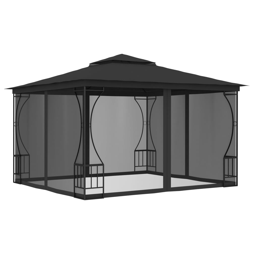 vidaXL Altánok so sieťkami 300x300x265 cm, antracitový