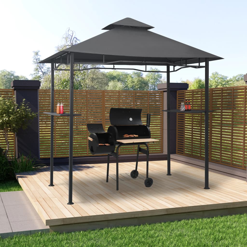 vidaXL Grilovací altánok 240x150x255 cm antracitový oceľový
