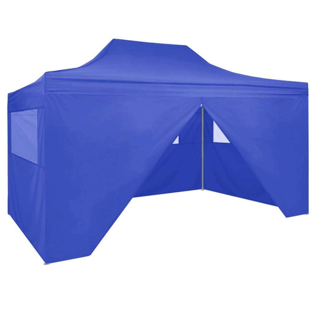 vidaXL Profesionálny skladací párty stan+4 steny 3x4 m, oceľ, modrý