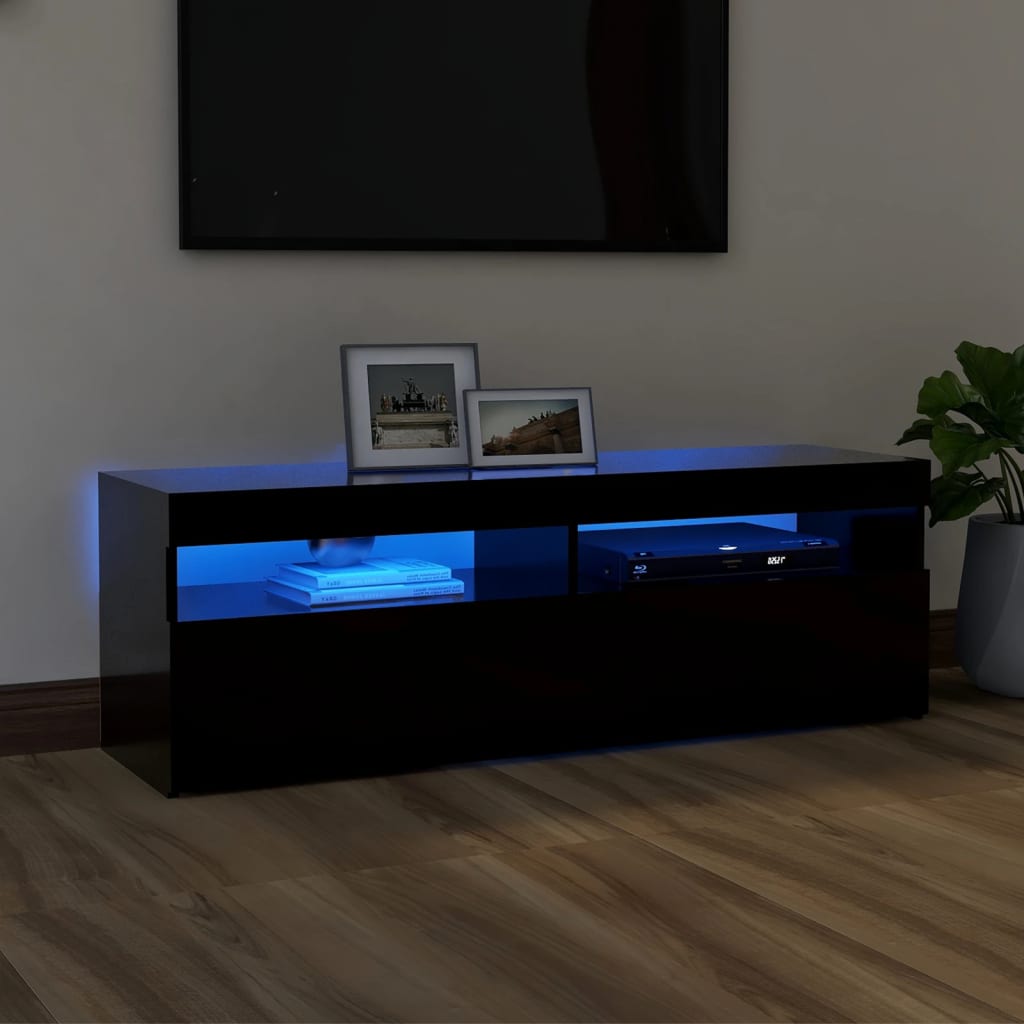 vidaXL TV skrinka s LED svetlami čierna 120x35x40 cm