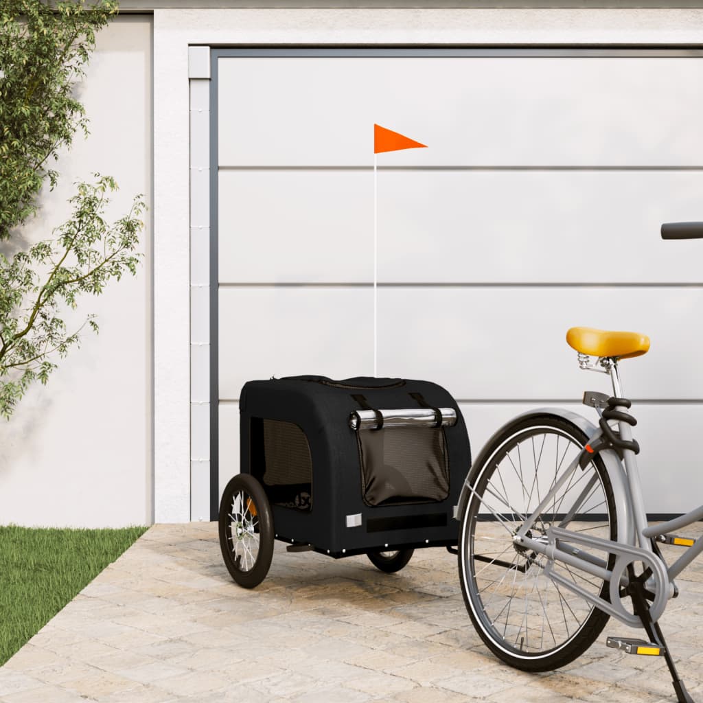 vidaXL Príves na bicykel pre psa čierny oxfordská látka a železo