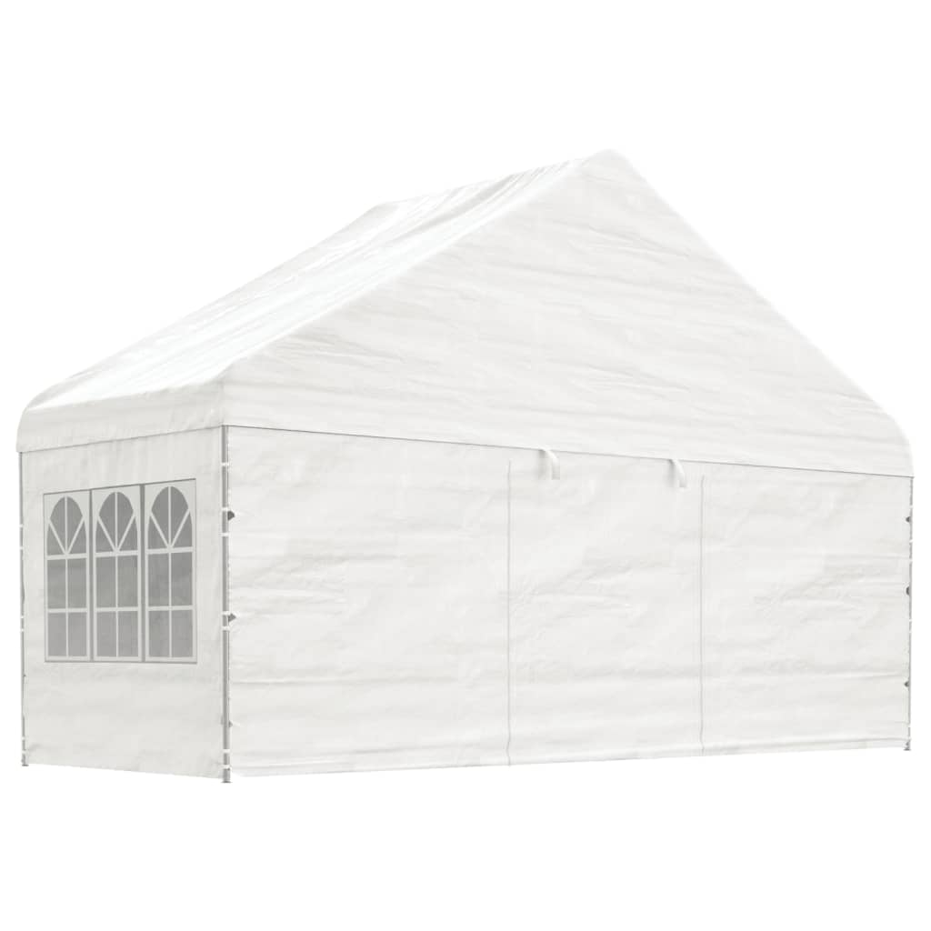 vidaXL Altánok so strechou, biely 5,88x2,23x3,75 m, polyetylén