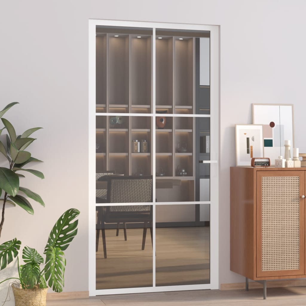 vidaXL Vnútorné dvere 102,5x201,5 cm biele ESG sklo a hliník