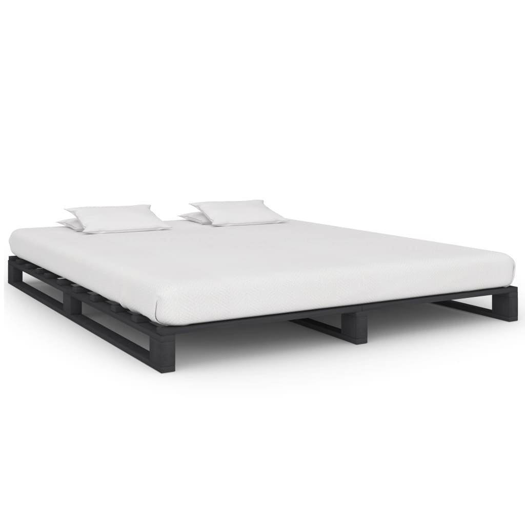 vidaXL Paletový posteľný rám sivý 200x200 cm masívne borovicové drevo
