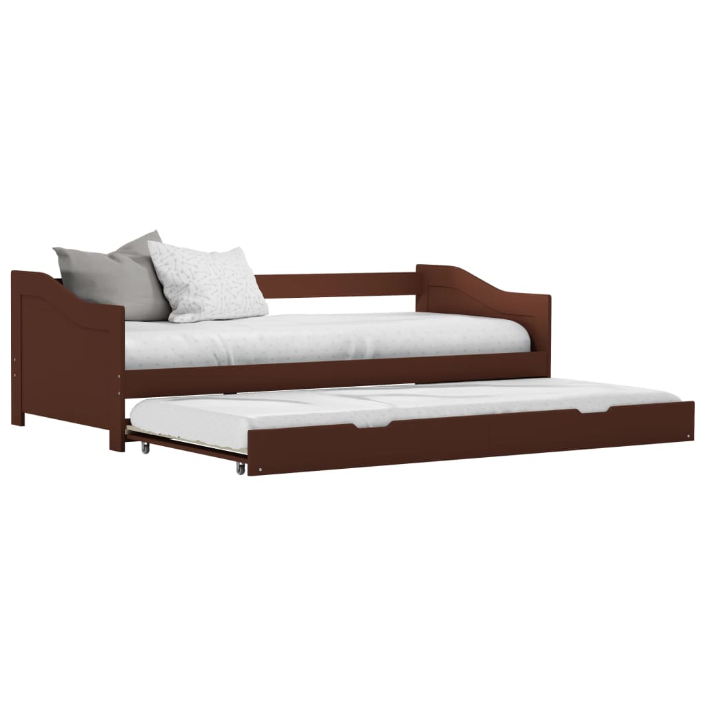 vidaXL Rám rozkladacej pohovky tmavohnedý 90x200 cm borovicové drevo