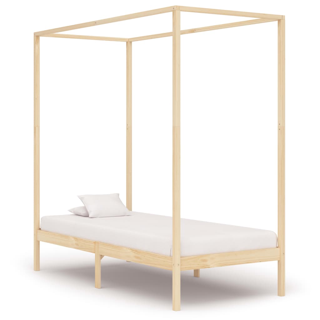 vidaXL Posteľný rám so strieškou 90x200 cm borovicový masív