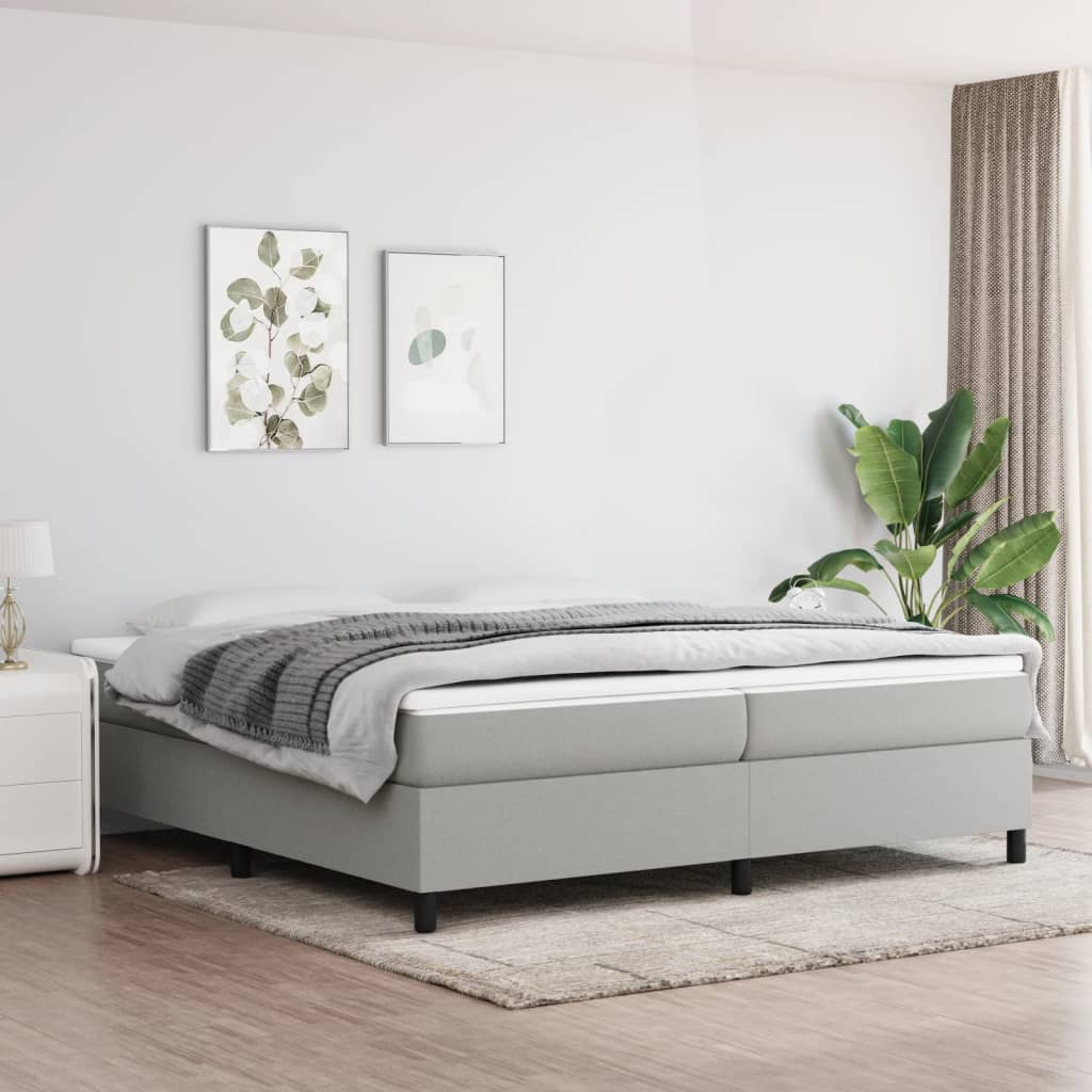 vidaXL Posteľný rám boxsping s matracom bledosivý 200x200 cm látka