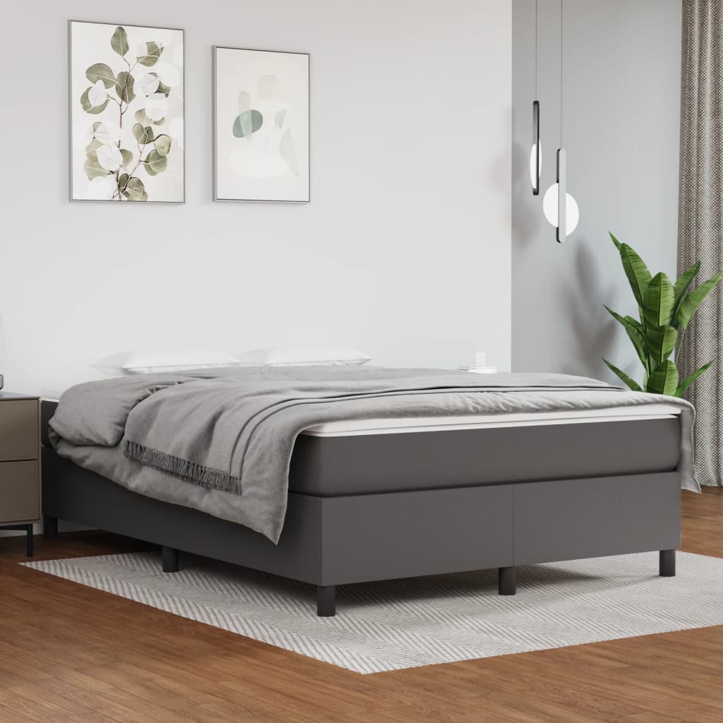 vidaXL Rám na boxspring posteľ, sivý 140x190 cm, umelá koža