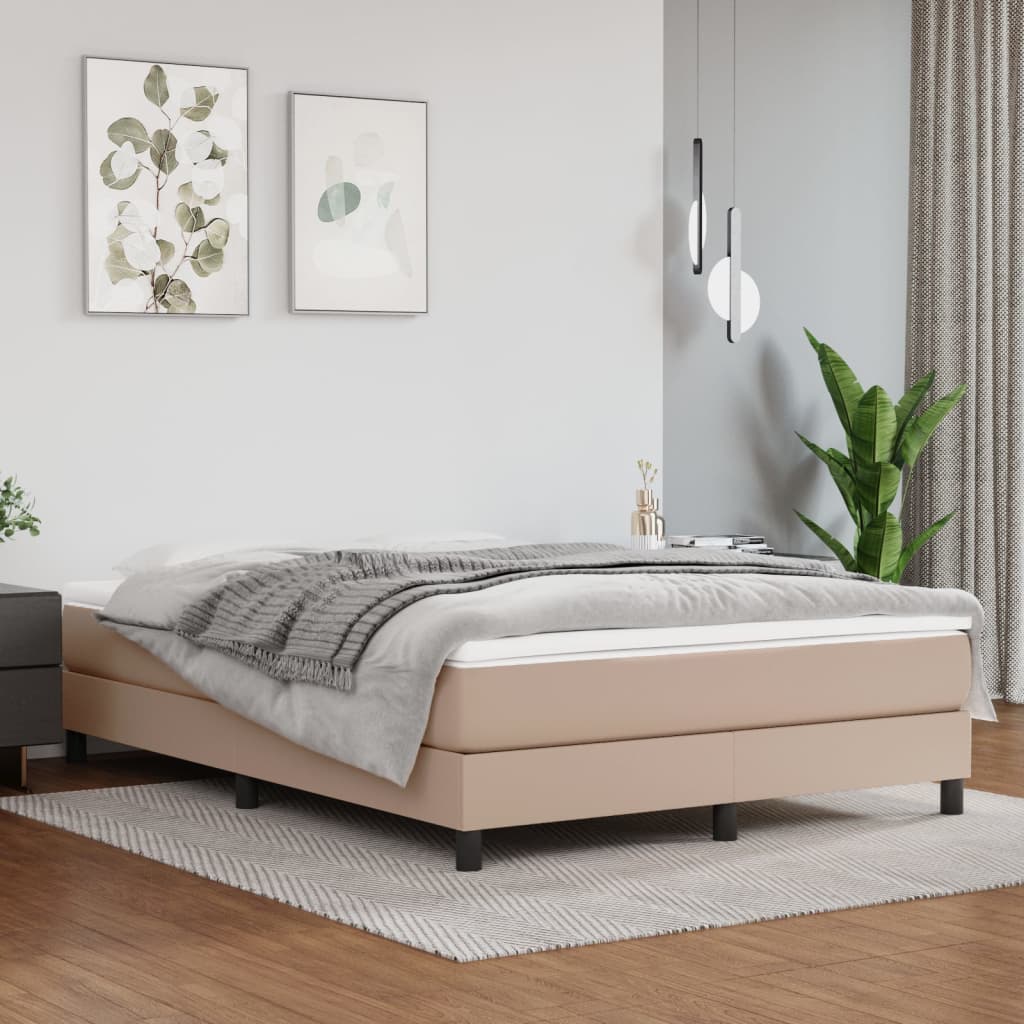 vidaXL Rám na boxspring posteľ, kapučínový 140x190 cm, umelá koža