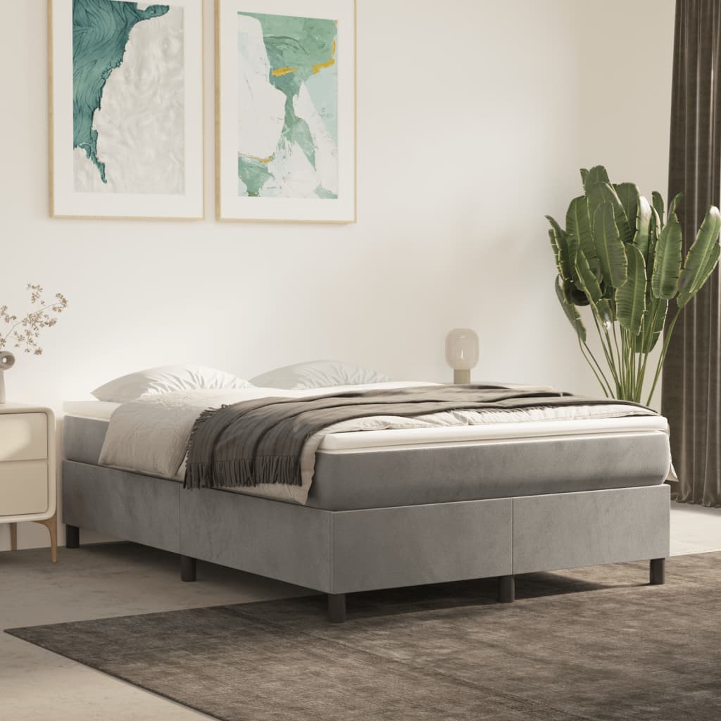 vidaXL Posteľný rám boxsping s matracom bledosivý 140x190 cm zamat