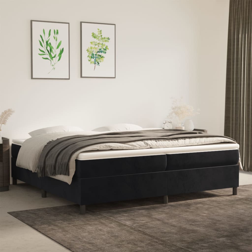 vidaXL Posteľný rám boxspring s matracom čierny 200x200 cm zamat