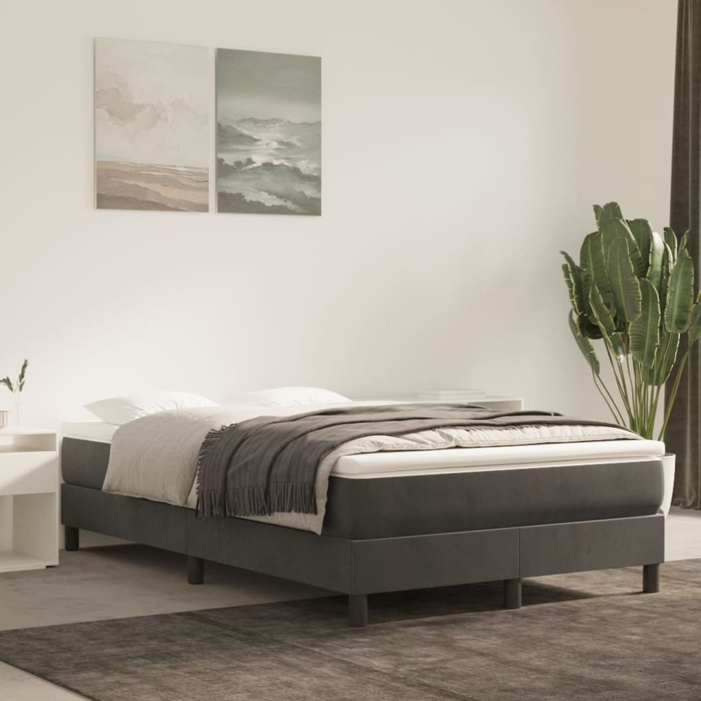 vidaXL Posteľný rám boxspring s matracom tmavosivý 90x190 cm zamat