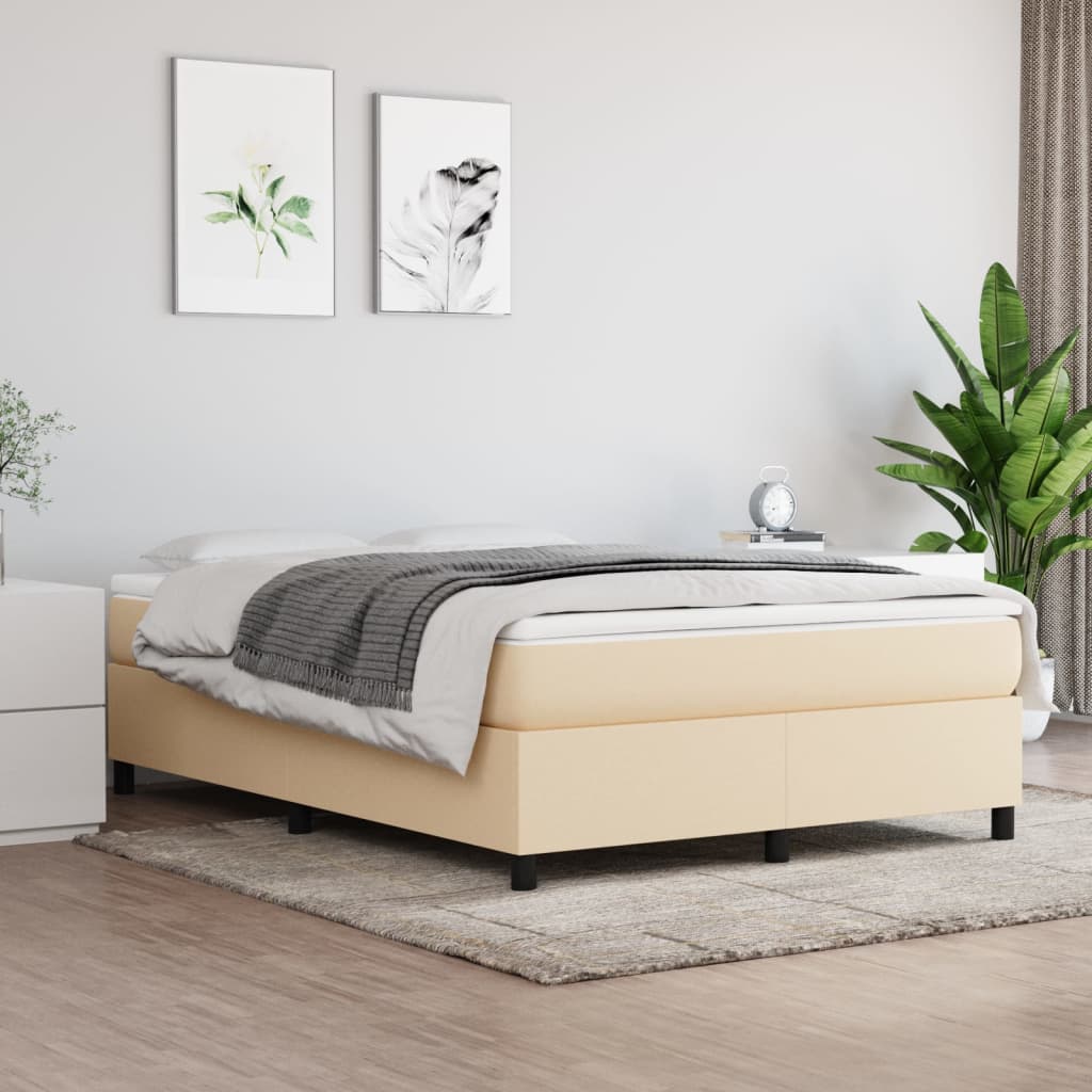 vidaXL Rám na boxspring posteľ krémový 140x200 cm látka