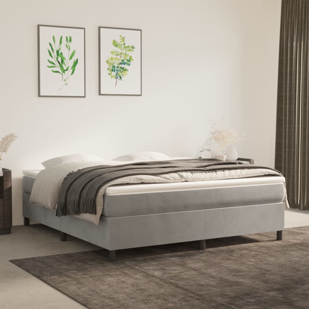 vidaXL Posteľný rám boxsping s matracom bledosivý 160x200 cm zamat
