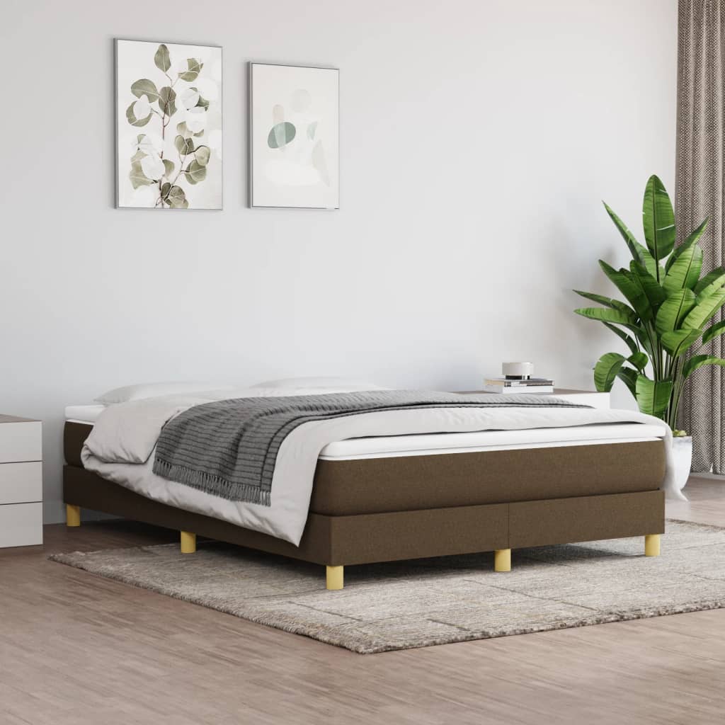 vidaXL Rám na boxspring posteľ tmavohnedý látka 140x190 cm