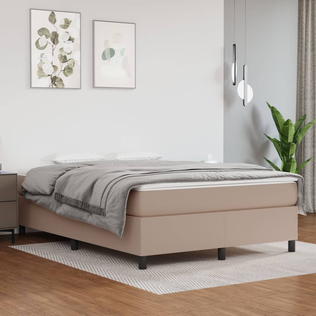 vidaXL Rám na boxspring posteľ, kapučínový 140x190 cm, umelá koža