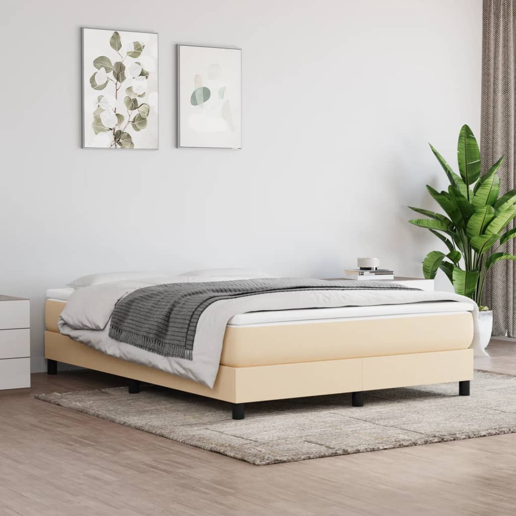 vidaXL Rám na boxspring posteľ krémový 140x200 cm látka