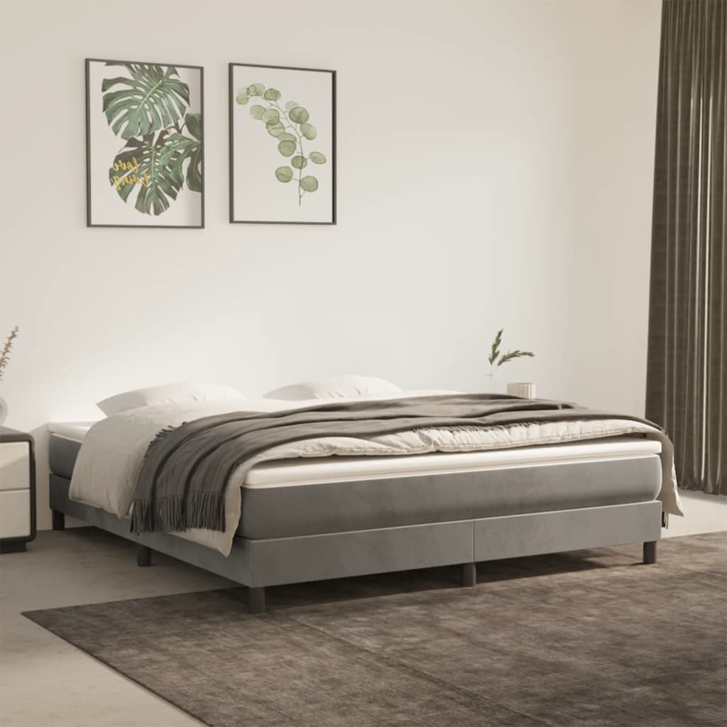 vidaXL Posteľný rám na boxspring bledosivý 180x200 cm zamat