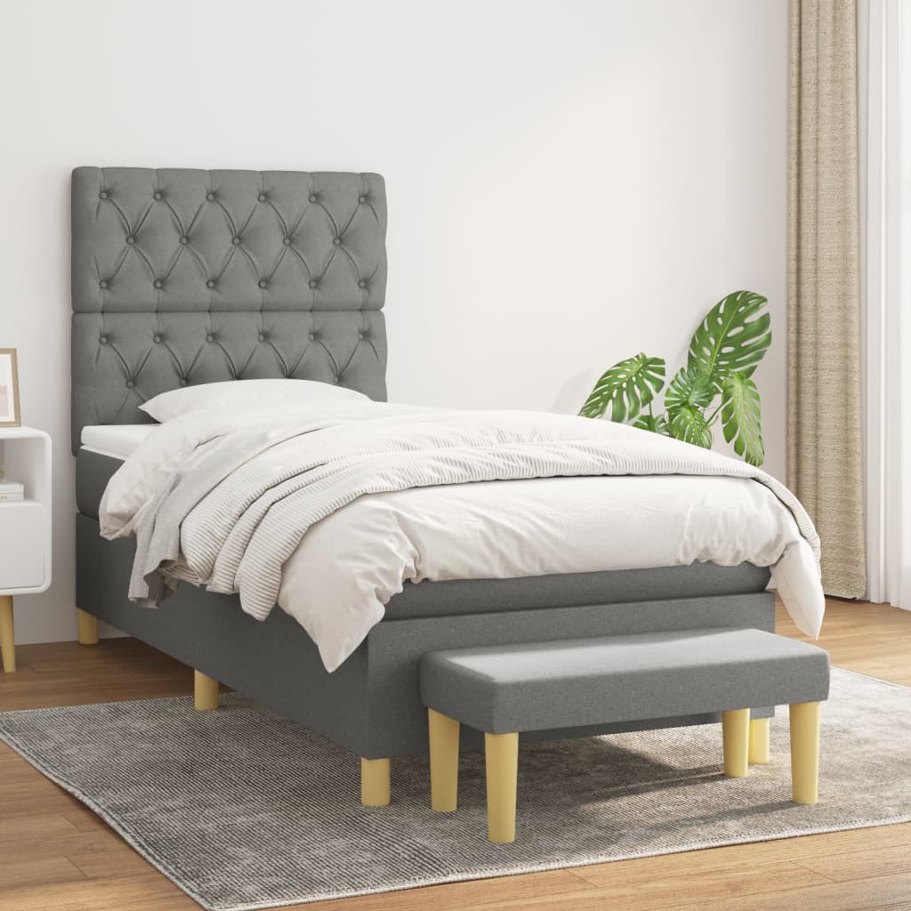 vidaXL Posteľný rám boxsping s matracom tmavosivý 80x200 cm látka
