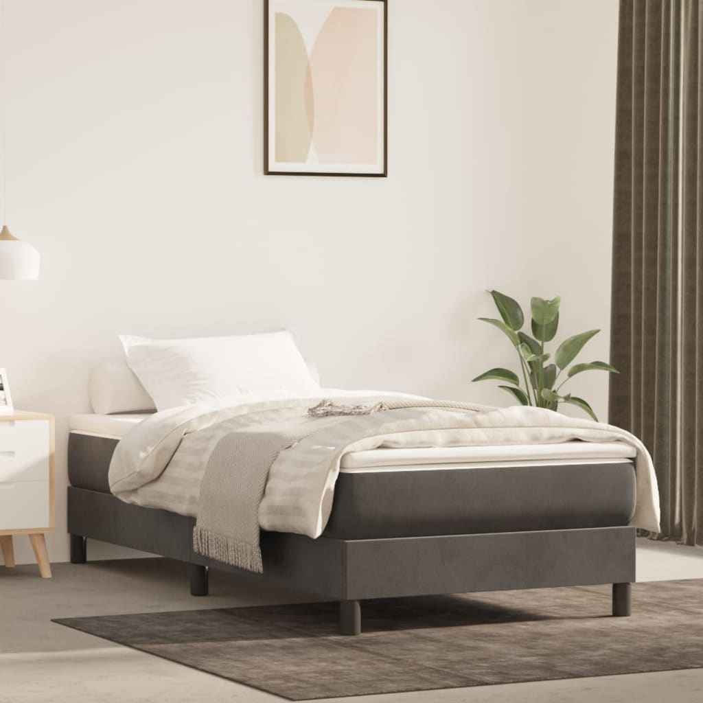 vidaXL Posteľný rám boxspring s matracom tmavosivý 100x200 cm zamat
