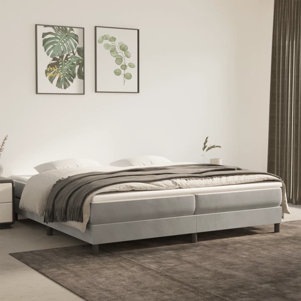 vidaXL Posteľný rám na boxspring bledosivý 200x200 cm zamat