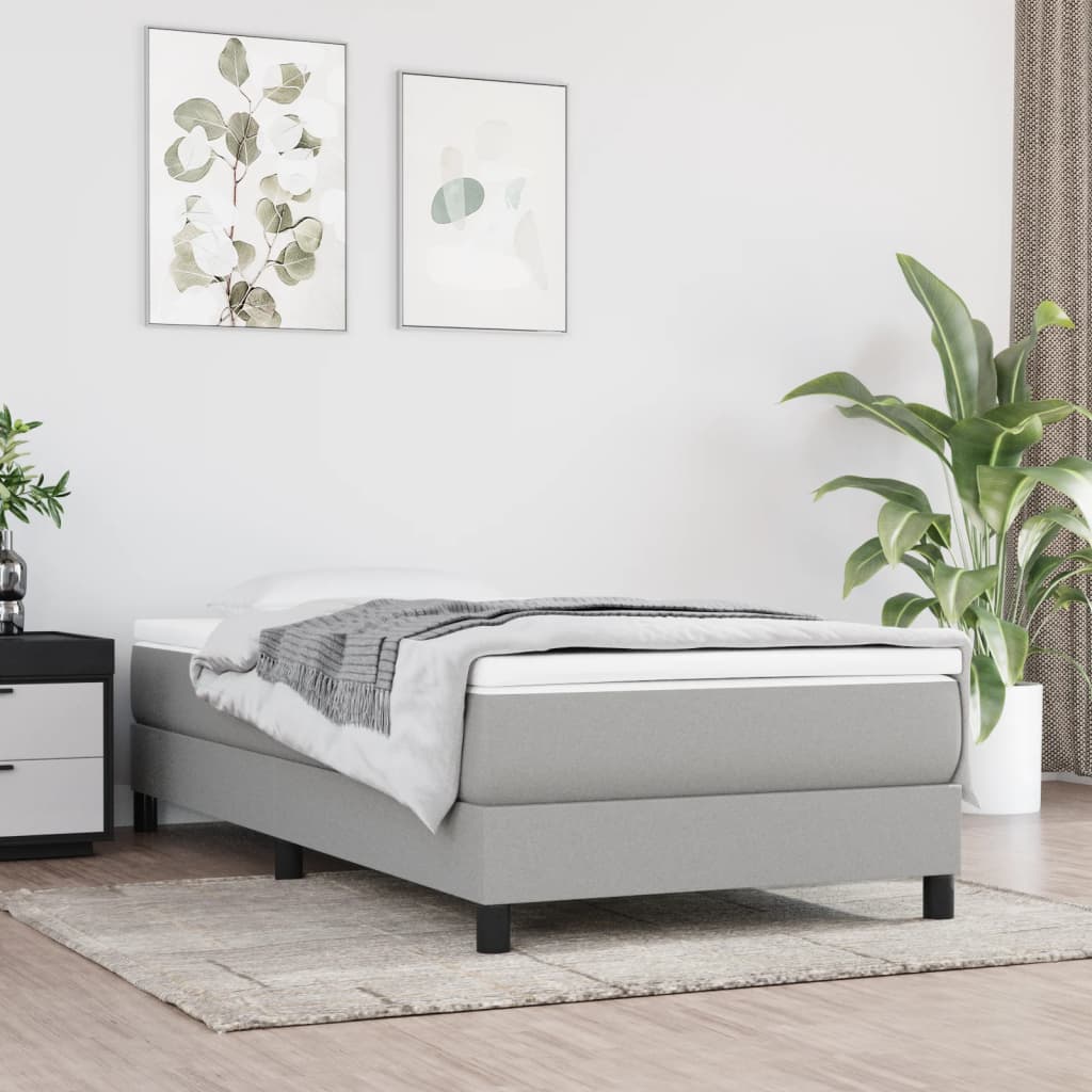 vidaXL Posteľný rám boxsping s matracom bledosivý 90x200 cm látka