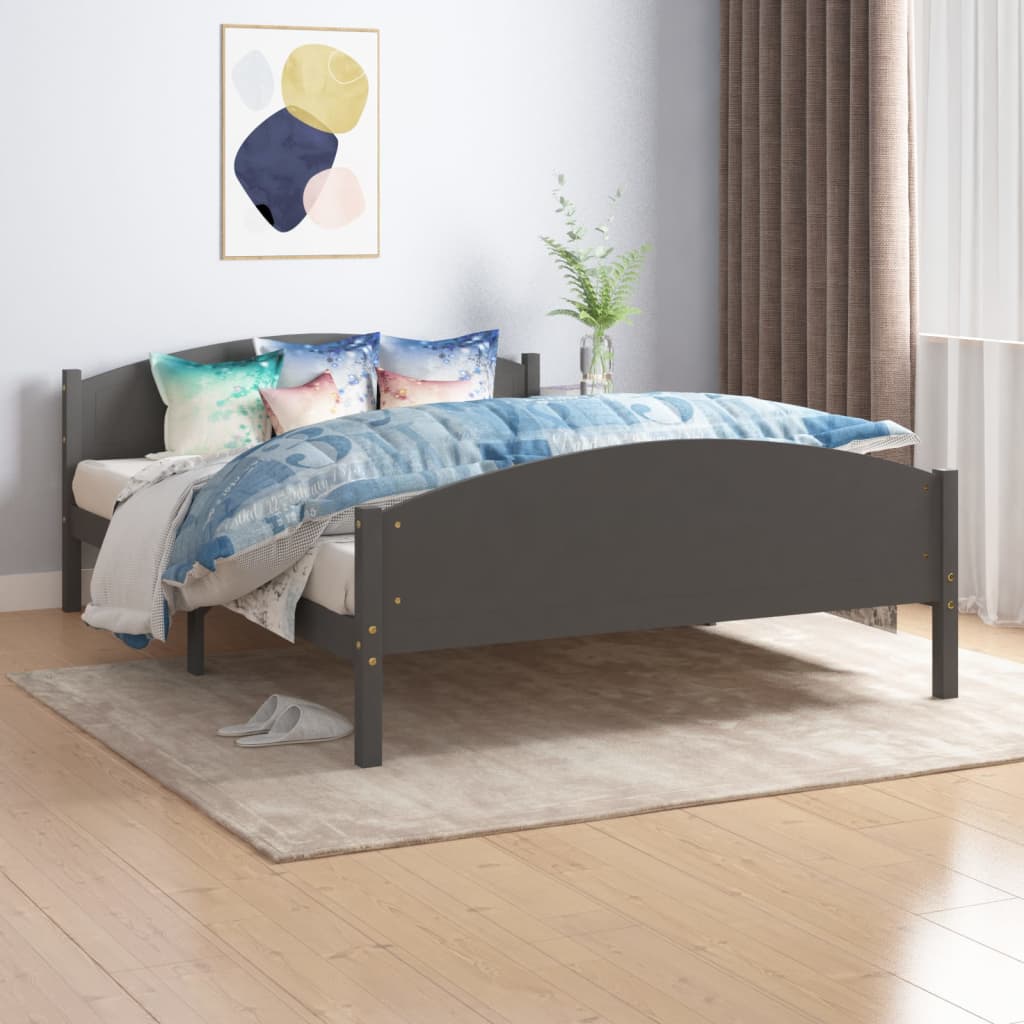 vidaXL Posteľný rám tmavosivý borovicový masív 160x200 cm
