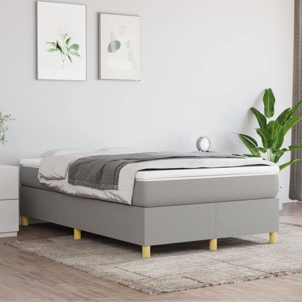vidaXL Posteľný rám na boxspring bledosivý 120x200 cm látka