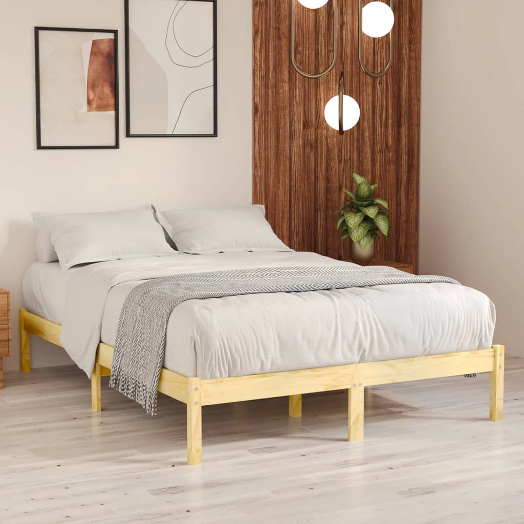 vidaXL Posteľný rám, drevený masív 135x190 cm, 4FT6 dvojlôžko