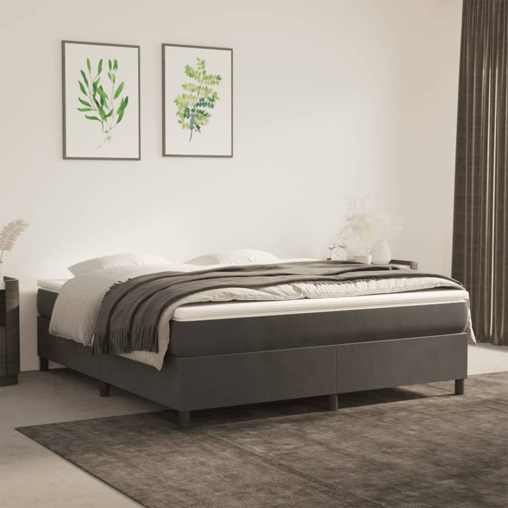 vidaXL Posteľný rám boxspring s matracom tmavosivý 180x200 cm zamat
