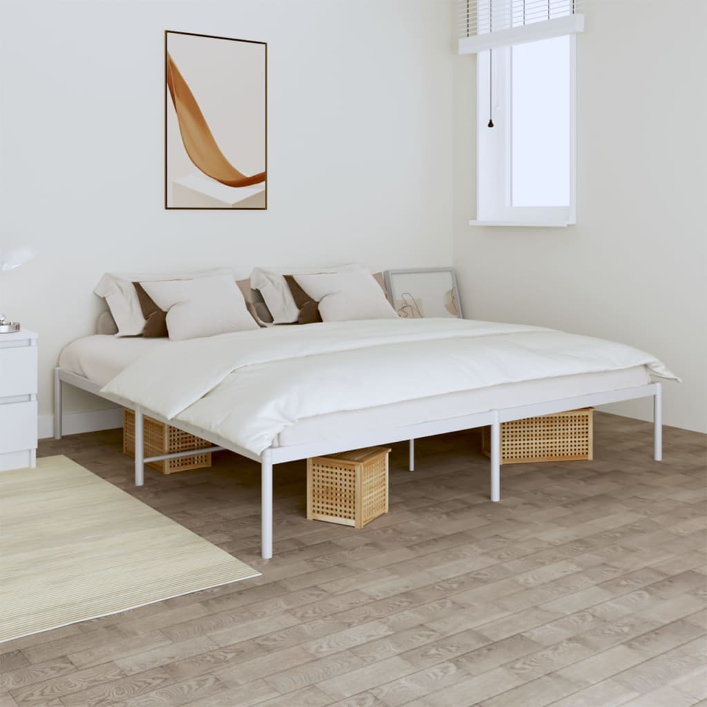 vidaXL Posteľný rám biely kovový 193x203 cm