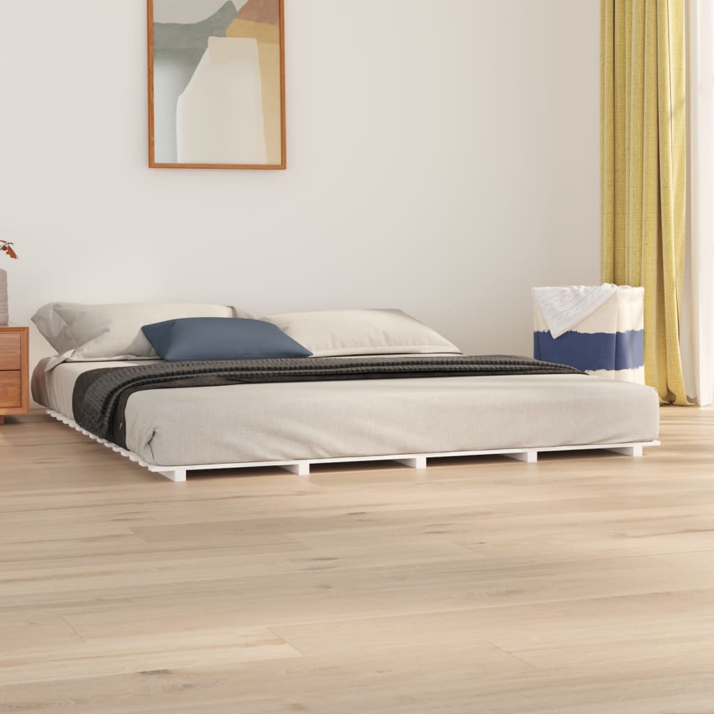 vidaXL Posteľný rám biely 200x200 cm masívna borovica